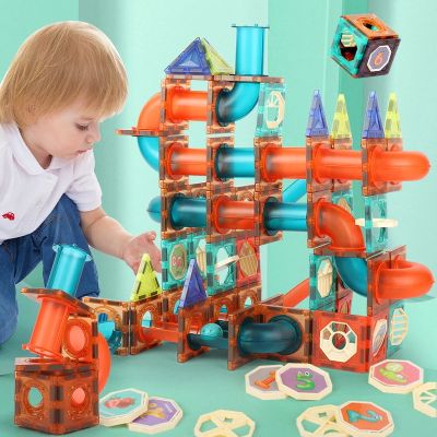 Magnetic Building Tiles 3D Building Blocks Construction Set Marble Magnet Blocks for Kids STEM Early Learning Toys Gift