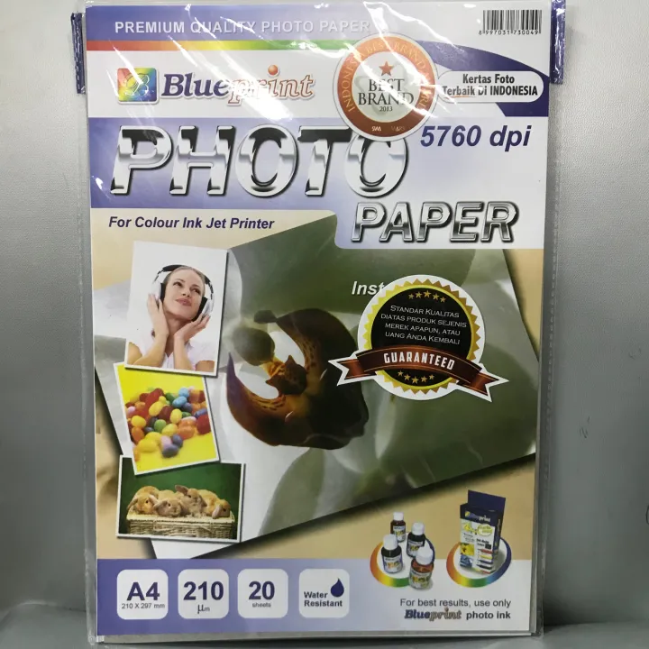 Photo Paper Glossy BluePrint Anggrek A4 210Gsm 20Sheets Kertas Foto ...