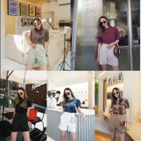 Bemingshorts005 (XS-4XL) - ขาสั้น เอวสูง ซิบหน้า ตะขอหน้า ปลายขาพับ