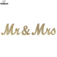 Studyset IN stock Vintage Style Gold Glitter Mr &amp; Mrs Wooden Letters for Wedding Decoration DIY Decoration