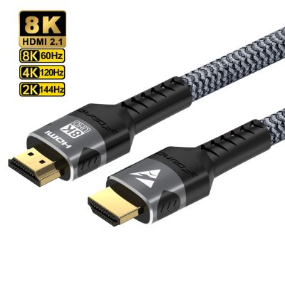 HDMI 8K Kabel 8K/60Hz 4K/144Hz HMDI 2.1 Kabel Tenun 48Gbps untuk HDTV Splitter Switcher PS5 Ps4 Proyektor EARC Dolby Vision UHD