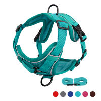 Reflective Nylon Dog Harness and Leash Set No Pull Adjustable Medium Large Dog Vest Safety Vehicular Lead Walking Running