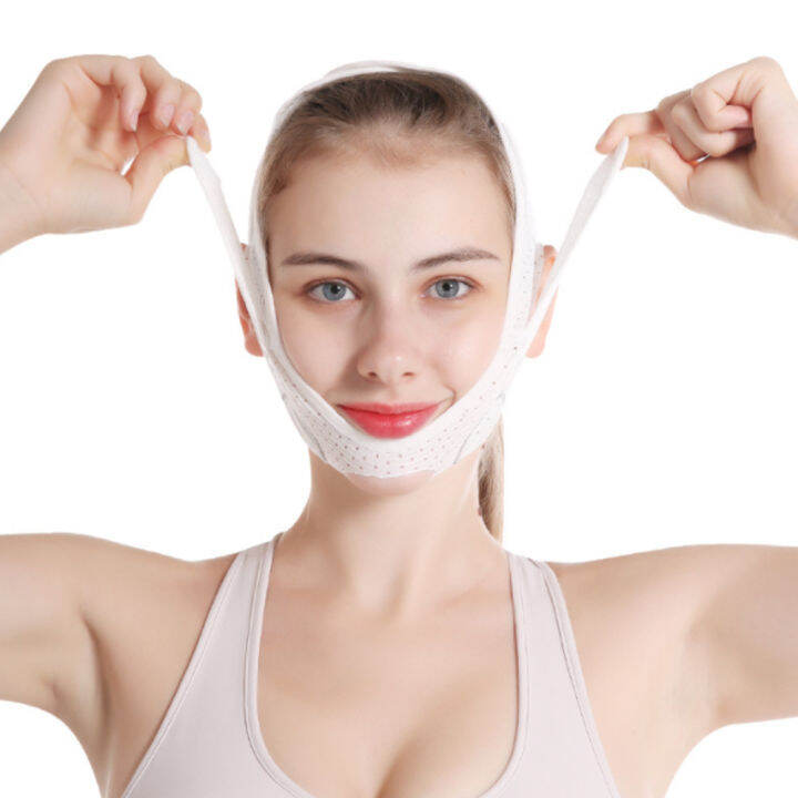 a9-ฟรีไซส์-ผ้ารัดหน้าเรียว-ผ้ากระชับหน้า-เข็มขัดรัดหน้าเรียว-v-shape-face-mask-ผ้ารัดหน้าแก้อาการกรน