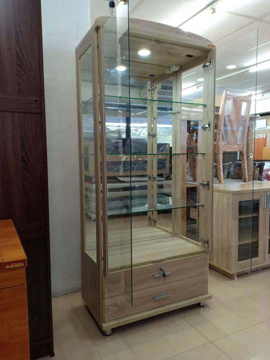 ตู้โชว์-havana-80-cm-model-sh-80-g-ดีไซน์สวยหรู-สไตล์เกาหลี-2-บานเปิด-2-ลิ้นชัก-สินค้าขายดี-แข็งแรงทนทาน-ขนาด-80x47x180-cm