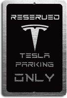 Voss Collectables Tesla Car Reserved Parking only Aluminum Sign with All Weather UV Protective