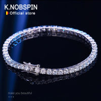 Knobsin 3มิลลิเมตร4มิลลิเมตร D สี Moissanite เทนนิสสร้อยข้อมือเต็มเพชร GRA 925เงินสเตอร์ลิงเครื่องประดับจัดงานแต่งงานสร้อยข้อมือสำหรับผู้หญิงผู้ชาย