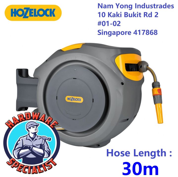 Hozelock Auto Reel Wall Mounted 25M Hose, Connectors, Garden