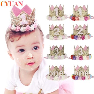 Baby Birthday Party Hat Princess Crown Headband 1 2 3 Year Birthday Decorations Baby Shower 1st Birthday Children Party Supplies