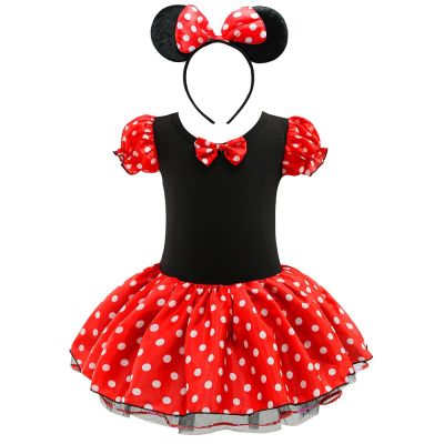 Girls Mickey Minnie Cartoon Mouse Princess Dress Kids Costume Dots Tutu Mickey Fancy 2-8 Year Birthday Party Dress Child Clothes