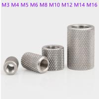 2-5 Buah/Lot Mur Kopling Bulat Knurled M3 M4 M5 M6 M8 M10 M12 M14 M16 Mur Pengencang Tangan Panjang Baja Tahan Karat