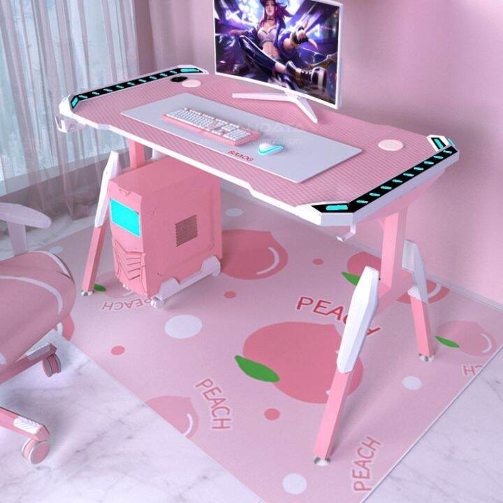 T1 Pink Gaming Desk Table Ergonomic Carbon Fiber Design Professional