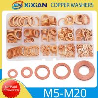 M5 M6 M8 M10 M12 M14 M16 M20 Copper Washer Gasket Set Plain Red Bronze Brass Washer Box Fitting for Screw Bolts Assortment Kit Nails Screws  Fasteners