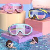 HD Anti-Fog Swim Goggles Anti-UV Glasses Adjustable Waterproof Large Frame Silicone Swimming Glasses Children Earplug 2 In 1