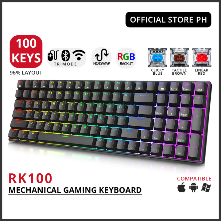 RK ROYAL KLUDGE RK100 2.4G Wireless/Bluetooth/Wired RGB Mechanical