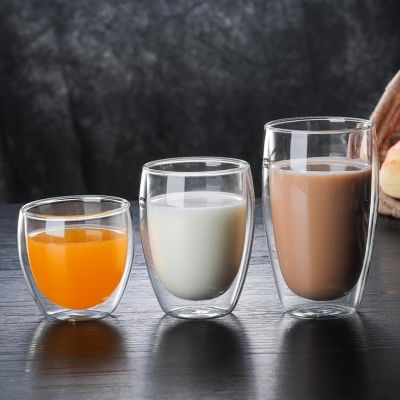 ❅✐  egg-shaped double-layer cup high borosilicate glass transparent coffee with lid heat-insulated flower tea hand-blown