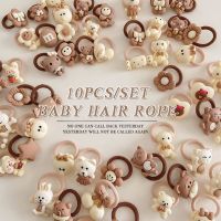 10pcs/Set Cute Bear Rabbit Finger Hair Ties Baby Toddler Elastic Mini Cartoon Animal Flower Ponytail Holder Hair Ropes For Girls