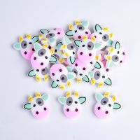 10Pcs New Cow Silicone Beads Cartoon Animal Beads DIY Pacifier Chain Baby Silicone Teething Chewing Toys Jewelry Accessories