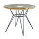 Artificial rattan round table with glass top, size 90 x 90 x 73 cm.- natural