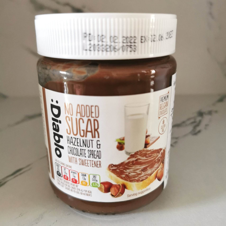 Diablo Hazelnut & Chocolate Spread No Added Sugar เดียโบล ช็อกโกแลตทาขนมปัง ผสมถั่วเฮเซลนัท สูตร