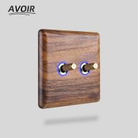 Avoir Black Walnut Solid Wood Wall Light Switch With Led Indicator Toggle Switch 1 2 3 4 Gang 2 Way EU French Electrical Socket Shoes Accessories