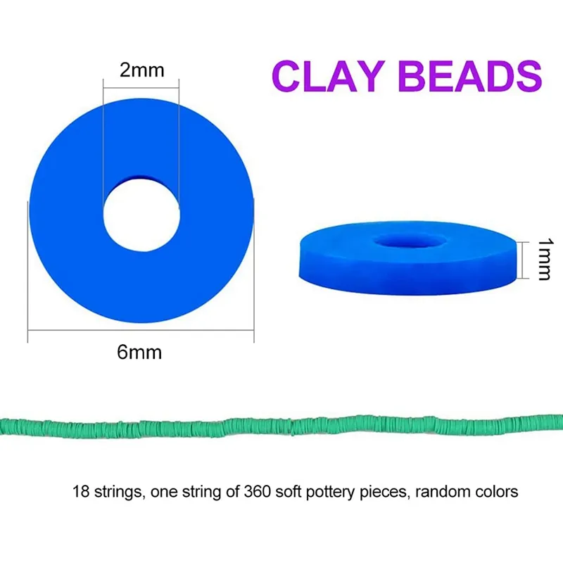 Flat Clay Beads Suitable for Jewelry Making Disc Beads Rainbow Rubber Beads  DIY Craft Bracelet