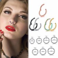 SHENS465 1ชิ้น Unisex ส่วนพับไทเทเนียมเหล็กชุด Piercing Septum จมูกแหวนรูปริมฝีปากเกลียวหู Tragus