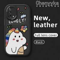 เคส Chenyyka สำหรับ OPPO A74 4G A95 4G F19s F19 Reno 6 Lite เคสการ์ตูนหลากสีน่ารักยูนิคอร์นนำโชคคุณภาพสูงและทนทานเคสโทรศัพท์หนังนิ่มเคสป้องกันกล้องคลุมทั้งหมดเคสป้องกันการกระแทกขอบสีอ่อน