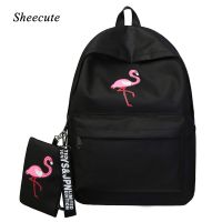 Girls School Bags Children Backpacks Student Bags Large Capacity Fashion Flamingo Print Canvas Backpack for Teenage Girls Bags