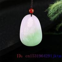 Green Jade Guanyin Pendant Jadeite Fashion Amulet Natural Charm Carved Jewelry Gemstone Chinese Gifts Necklace