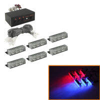 6ชิ้น3 LED บาร์ปิ้งย่างรถยนต์เตือนฉุกเฉินสีฟ้าอ่อน Strobo Polisi + สีแดง