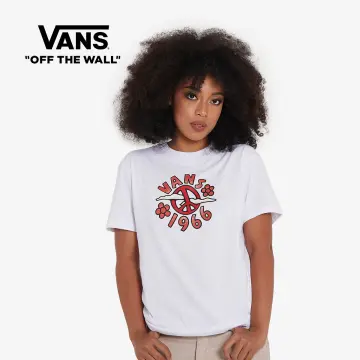 Red and white hot sale vans shirt womens