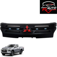 กระจังหน้า หน้ากระจัง โลโก้แดง มีไฟ LED สีขาว รุ่น มิตซูบิชิ ไทรทัน MITSUBISHI TRITON ปี 2019 2020 2021 2022 สีดำด้าน 1 ชิ้น