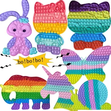 Rainbow Push Bubble Animal Brinquedos, Squeeze Stress Reliever