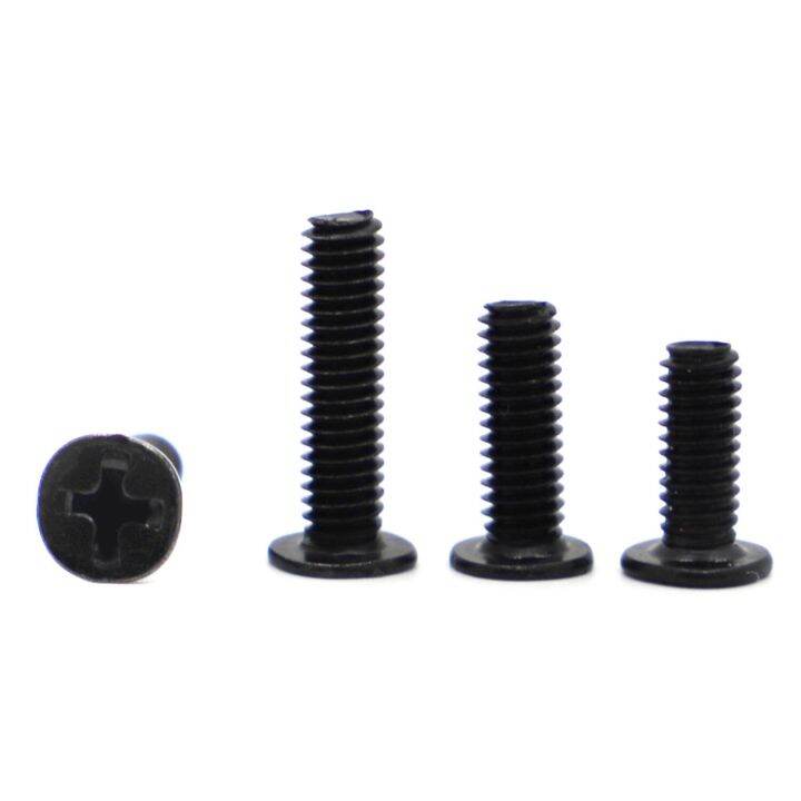 20/50pcs CM Black Carbon Steel Laptop Screws M2 M2.5 M3 M4 Cross