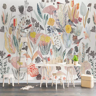 [hot]Custom Mural Wallpaper Nordic Tropical Plant Birds Background Photo Wall Paper 3D For Living Room Bedroom Decoration Wall Murals