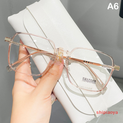 Shipiaoya แว่นตาป้องกันแสงสีฟ้าแฟชั่นแว่นตาแบบโปร่งใสกรอบขนาดใหญ่สำหรับผู้หญิงและผู้ชายแว่นสายตา