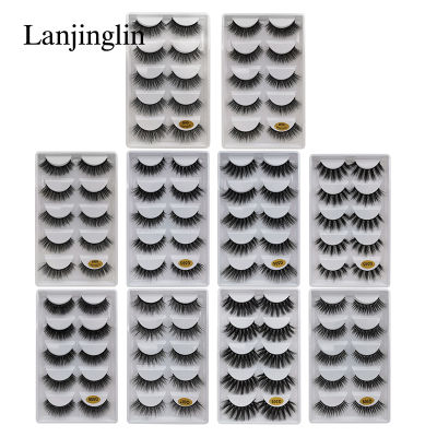 LANJINGLIN 50 pairslot natural long mink eyelashes faux cils soft volume 3d lashes hand made false eyelashes wholesale G600
