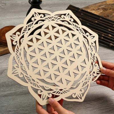 ♘✾✟ Wooden Flower Of Life Christmas Geometry Ornaments Sacred Geometry Crystal Grid Plate Home Decoration Wood Sign Wall Art Decor