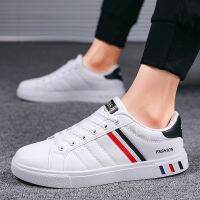 CODwuyan8340 New Men White Canvas Shoes Lace-up Flat Shoes Fashion Design Men Casual Shoes