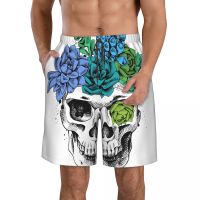 ชุดว่ายน้ำชาย กางเกงว่ายน้ำ Trunks Beach Board กางเกงขาสั้น ชุดว่ายน้ำชาย Running Sports Surf Shorts Skull With Bright Quick Dry