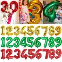 16/32/40 Inch Green Gold Red Number Foil Balloons Birthday Party Decorations Large Balloons Baby Shower Balloons Home Decoration Balloons