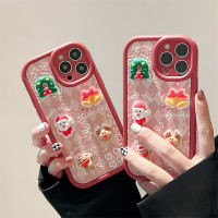 จีบ Christmas Sticker กรณีโทรศัพท์สำหรับ iPhone14 Stereo Gully Case สำหรับ iPhone12ProMax เคสโทรศัพท์สีชมพู Glitter สำหรับ iPhone13 เคสซิลิโคนสีแดงสำหรับ iPhone11 เคสการ์ตูนคริสต์มาสสำหรับ iPhone14 Plus