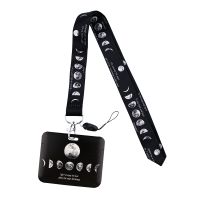 YQ586 Phase of the Moon Lanyard ID Card Cover Lunar Eclipse Phone Rope Badge Holder Keychain Hang Rope Neck Strap Card Holder