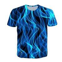 Summer Short-sleeved 3D Printing Blue Flame Men’s T-shirt Printing 2021 Casual Fitness Men’s And Women’s Oversized Shirt XS-6XL