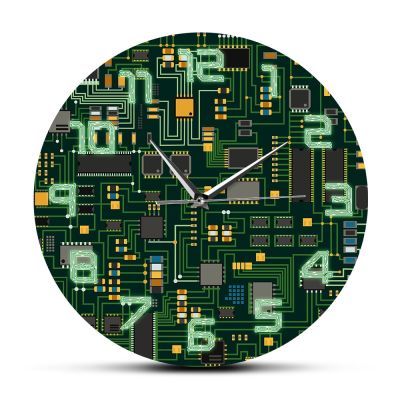IT Circuit Board Clock Engineer Computer Electronic Chip Circuit Board Room Decor Wall Clock Unique Gift Office Decor