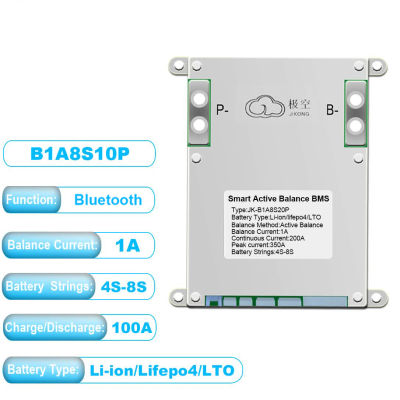 JK BMS อัจฉริยะ4S 5S 6S 7S 8S 12V 24V พร้อม1A แอคทีฟบาลานซ์ปัจจุบัน200A BMS Lifepo4 Li-Ion Lto Batt SMART Active Balance