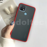 For OPPO A15 / OPPO A15S 2020 Case Matte Shockproof Contrast Color Hit Button Hard Silicone Transparent Back Cover