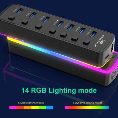 USB Laptop Docking Station 7 in 1 Multiport USB 3.0 Independent Switch RGB Power Supply Port High Speed USB Hub Adapter USB Hubs