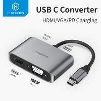 Hagibis ฮับ USB C ตัวรับ VGA ประเภท C เป็น HDMI-เข้ากันได้4K สายฟ้า3สำหรับ Galaxy S10/S9/S8 Mate 20/P30 Pro