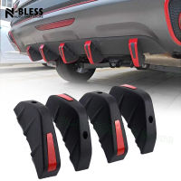 Universal Car Rear Bumper Lip Diffuser 4 Fin Car Rear Bumper Red Black Car Back Spoiler Car-Styling ABS Plastic Top Quality